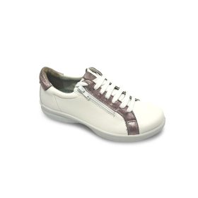 Polly Ipoly női bőr, utcai, kényelmi félcipő, fehér - metál rosa   Polly Ipoly női bőr, utcai, kényelmi félcipő, fehér - metál rosa