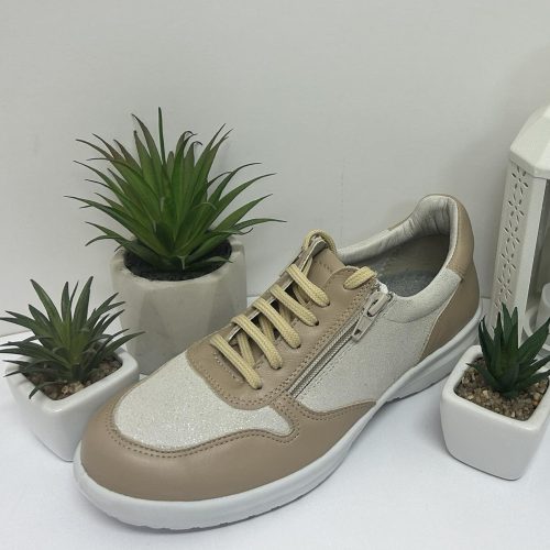 Polly Ipoly női bőr, utcai kényelmi félcipő - gyöngyház