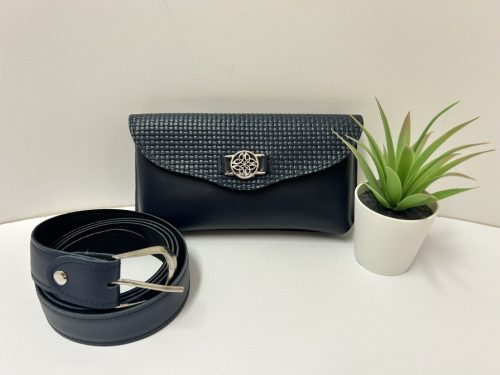 Női övtáska - fonott kék